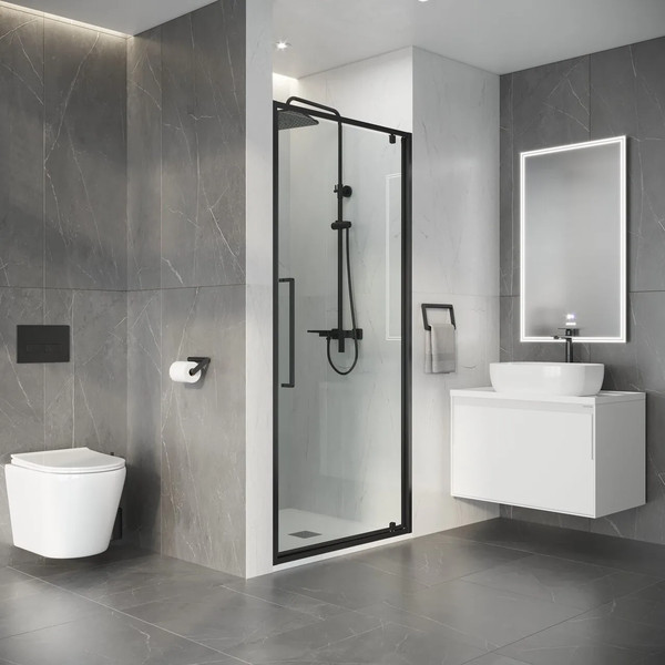 Изображение товара Душевая дверь Niagara Nova NG-35-8AGR 80х195 (графит/прозрачное стекло)