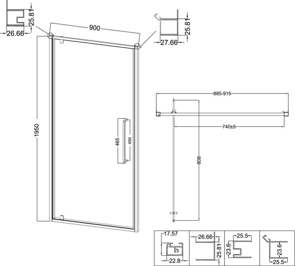 Изображение товара Душевая дверь Niagara Nova NG-45-9ASG 90х195 (золото сатин/прозрачное стекло)