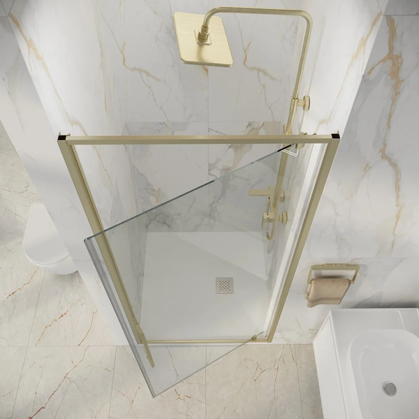 Изображение товара Душевая дверь Niagara Nova NG-45-9ASG 90х195 (золото сатин/прозрачное стекло)