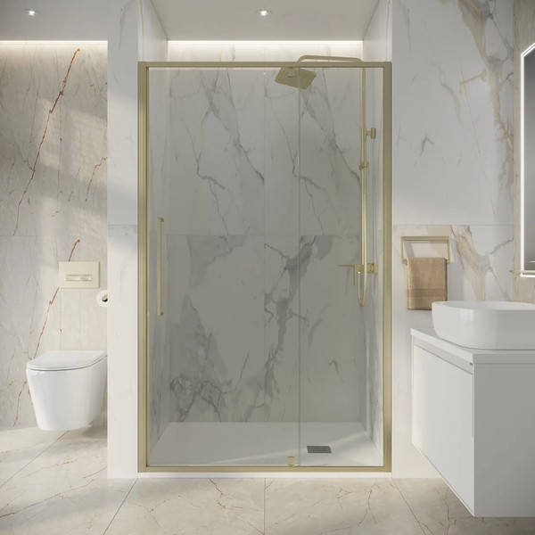 Изображение товара Душевая дверь Niagara Nova NG-45-12ASG 120х195 (золото сатин/прозрачное стекло)