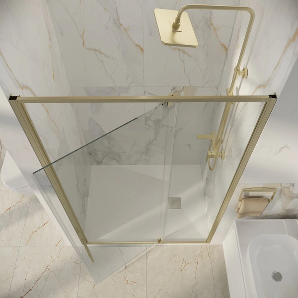 Изображение товара Душевая дверь Niagara Nova NG-45-12ASG 120х195 (золото сатин/прозрачное стекло)