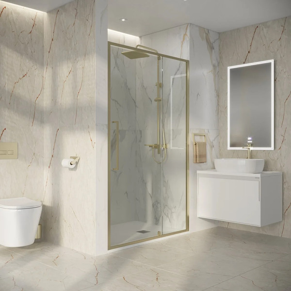 Изображение товара Душевая дверь Niagara Nova NG-45-11ASG 110х195 (золото сатин/прозрачное стекло)