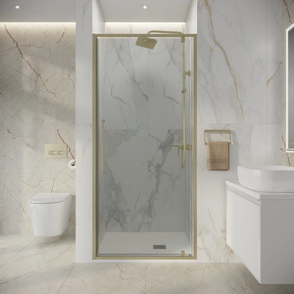 Изображение товара Душевая дверь Niagara Nova NG-45-10ASG 100х195 (золото сатин/прозрачное стекло)