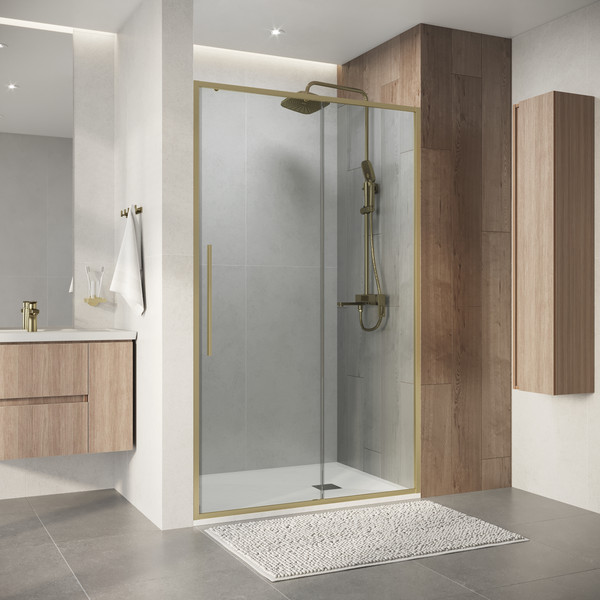 Изображение товара Душевая дверь Niagara Nova NG-44-11ASG 110х195 (золото сатин/прозрачное стекло)