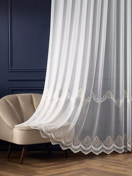 Изображение товара Гардина Arya Melani 300x250 / 8001885869760 (белый/бежевый)