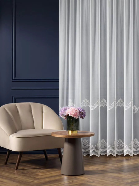 Изображение товара Гардина Arya Melani 300x250 / 8001885869777 (белый/серый)