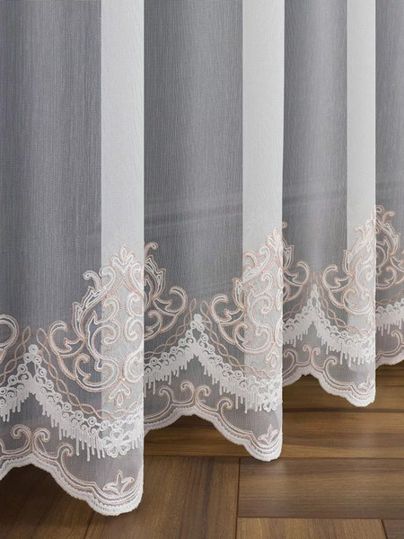 Изображение товара Гардина Arya Melani 300x250 / 8001885869784 (белый/розовый)