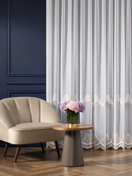 Изображение товара Гардина Arya Melani 300x250 / 8001885869784 (белый/розовый)