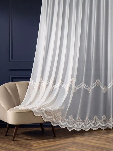 Изображение товара Гардина Arya Melani 300x250 / 8001885869784 (белый/розовый)