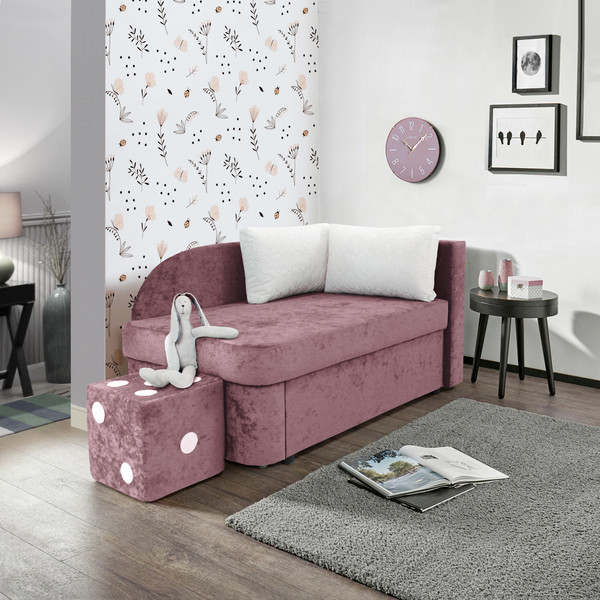 Изображение товара Тахта Аквилон Умка правая (бали 07 розовый/бали 01 белый)