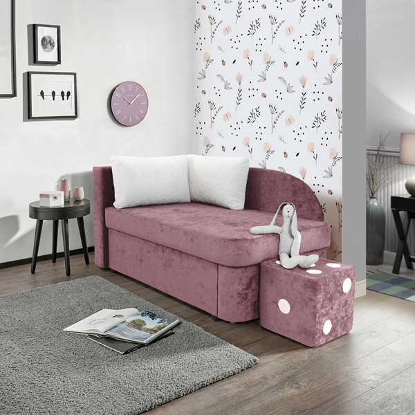 Изображение товара Тахта Аквилон Умка левая (бали 07 розовый/бали 01 белый)