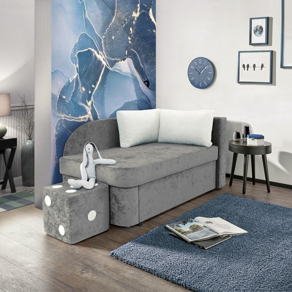 Изображение товара Тахта Аквилон Умка правая (бали 21 серый/бали 01 белый)