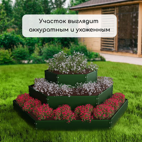 Изображение товара Грядка модульная GREENGO 3 яруса 60–100–140см (зеленый)