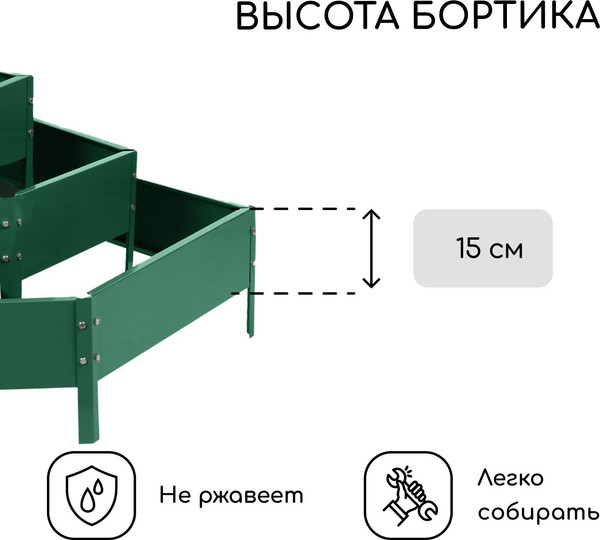 Изображение товара Грядка модульная GREENGO 3 яруса 60–100–140см (зеленый)