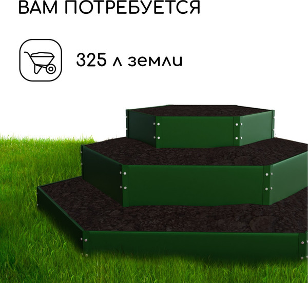 Изображение товара Грядка модульная GREENGO 3 яруса 60–100–140см (зеленый)