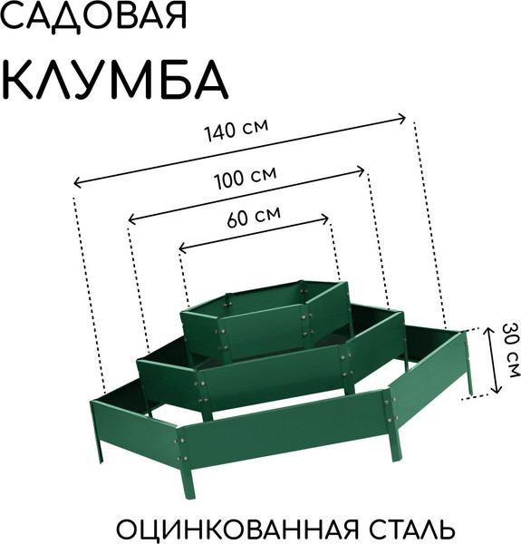 Изображение товара Грядка модульная GREENGO 3 яруса 60–100–140см (зеленый)