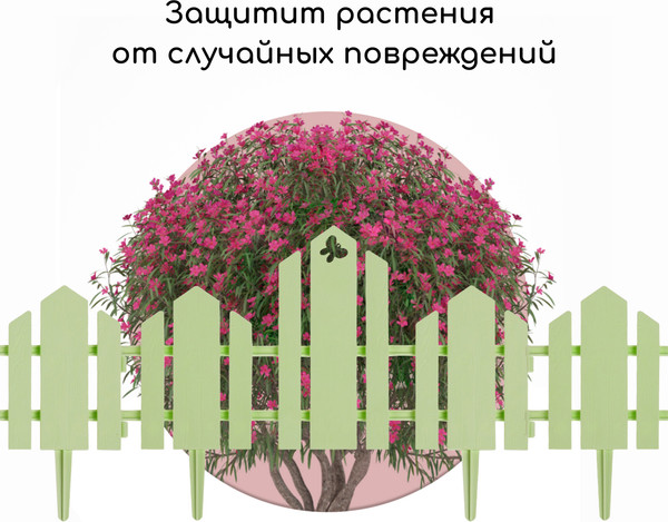 Изображение товара Изгородь декоративная Кострома Пластик Чудный сад 25x270см 5 секций (салатовый)