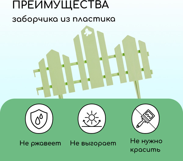 Изображение товара Изгородь декоративная Кострома Пластик Чудный сад 25x270см 5 секций (салатовый)