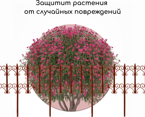 Изображение товара Изгородь декоративная Кострома Пластик Классика 25x180см 5 секций (терракотовый)