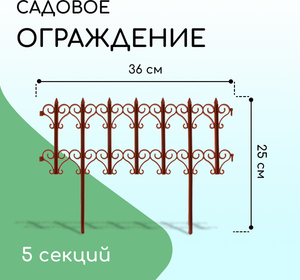 Изображение товара Изгородь декоративная Кострома Пластик Классика 25x180см 5 секций (терракотовый)
