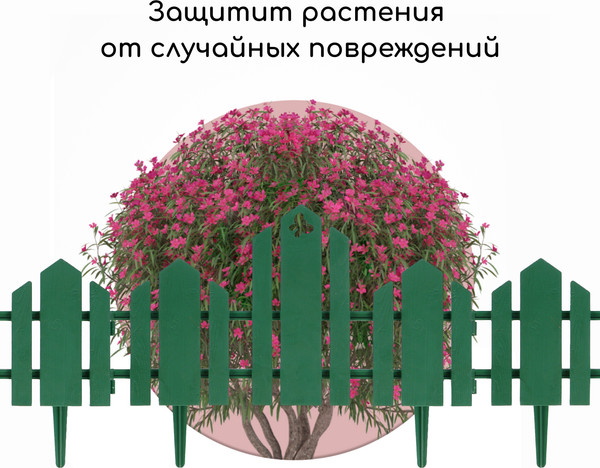 Изображение товара Изгородь декоративная Кострома Пластик Чудный сад 25x170см 5 секций (зеленый)