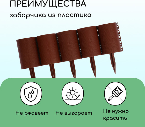 Изображение товара Изгородь декоративная Кострома Пластик Бревнышко 24x100см 10 секций (коричневый)