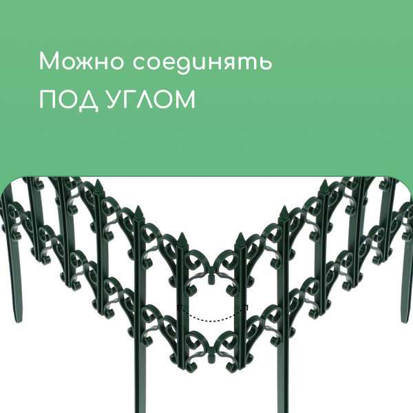 Изображение товара Изгородь декоративная Кострома Пластик Классика 25x180см 5 секций (зеленый)