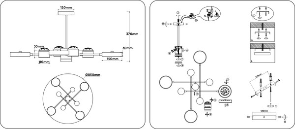 Изображение товара Люстра Ambrella FL51629/9+4 BK/FGD (черный/золото)