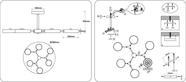 Изображение товара Люстра Ambrella FL516333/6 WH/FGD (белый/золото)