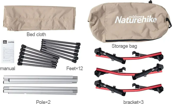 Изображение товара Раскладушка туристическая Naturehike XJC04 190х65х38см / NH19JJ006-BL (черный)