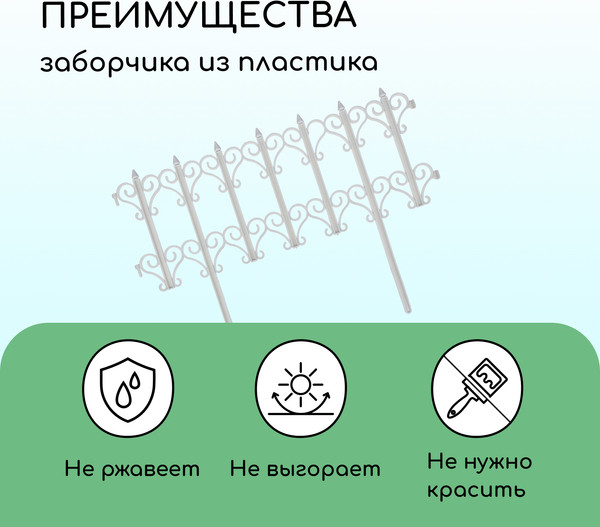 Изображение товара Изгородь декоративная Кострома Пластик Классика 25x180см 5 секций (белый)