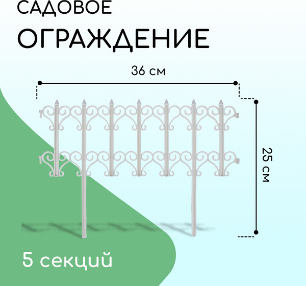 Изображение товара Изгородь декоративная Кострома Пластик Классика 25x180см 5 секций (белый)