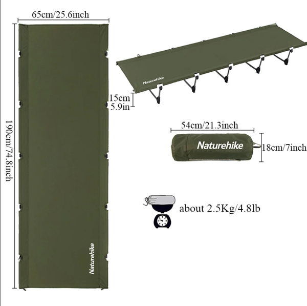 Изображение товара Раскладушка туристическая Naturehike XJC05 / NH20JJ001-AGR (темно-зеленый)