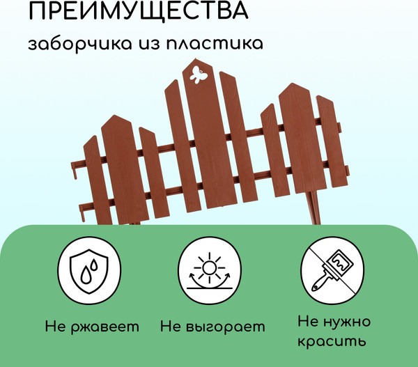 Изображение товара Изгородь декоративная Кострома Пластик Чудный сад 25x270см 5 секций (терракотовый)