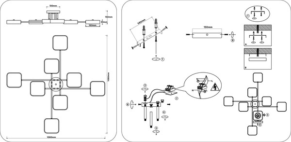 Изображение товара Люстра Ambrella FL516346/8 WH/GD (белый/золото)