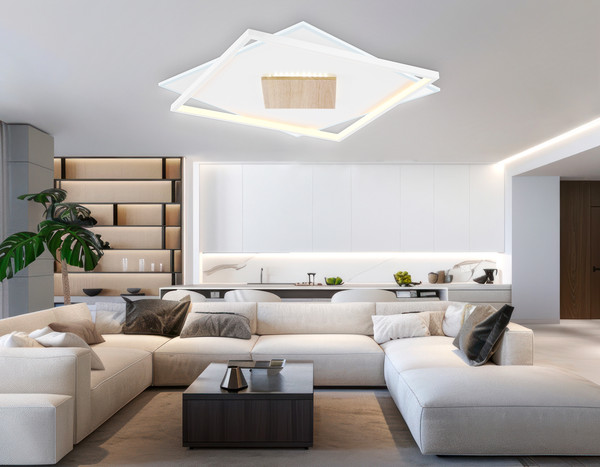 Изображение товара Потолочный светильник Ambrella FL4790 WH/WD (белый/дерево)