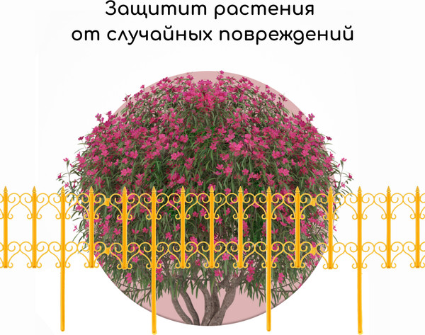 Изображение товара Изгородь декоративная Кострома Пластик Классика 25x180см 5 секций (желтый)