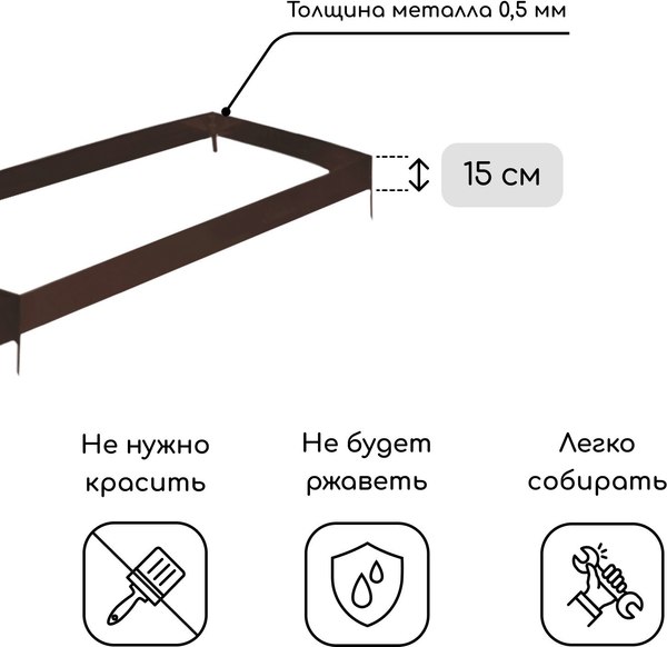 Изображение товара Грядка модульная GREENGO Оцинкованная 390x100x15см (коричневый)