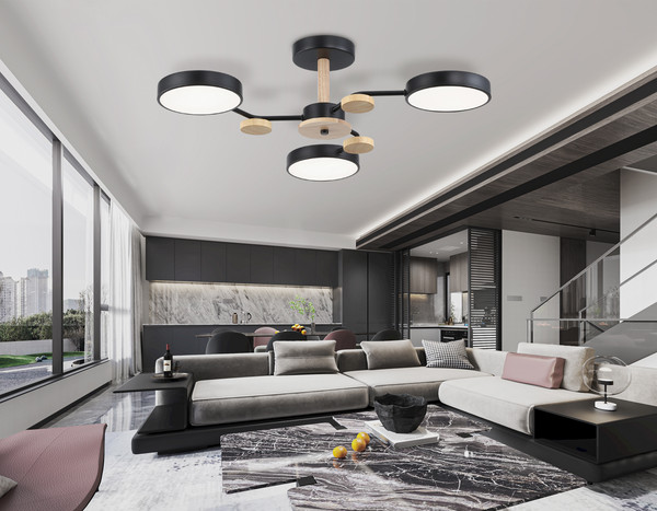 Изображение товара Люстра Ambrella FL4857/3 BK/WD (черный/дерево)