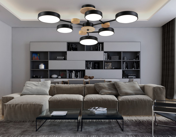 Изображение товара Люстра Ambrella FL4863/6 BK/WD (черный/дерево)