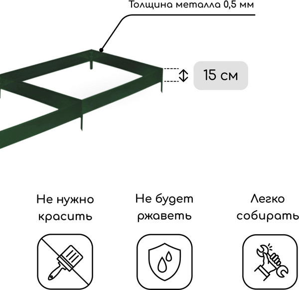 Изображение товара Грядка модульная GREENGO Оцинкованная 295x100x15см (темно-зеленый)