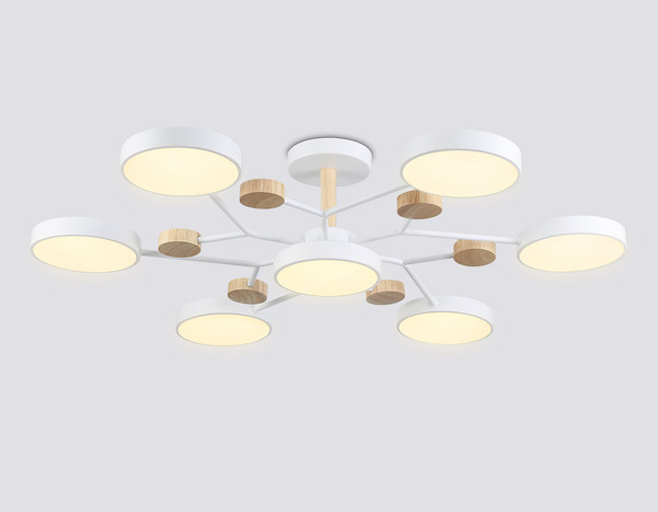 Изображение товара Люстра Ambrella FL4864/7 WH/WD (белый/дерево)