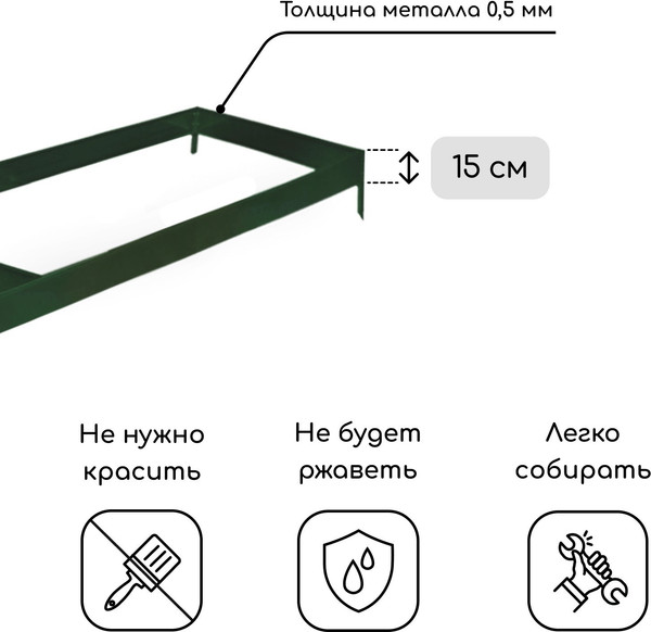 Изображение товара Грядка модульная GREENGO Оцинкованная 390x100x15см (зеленый мох)
