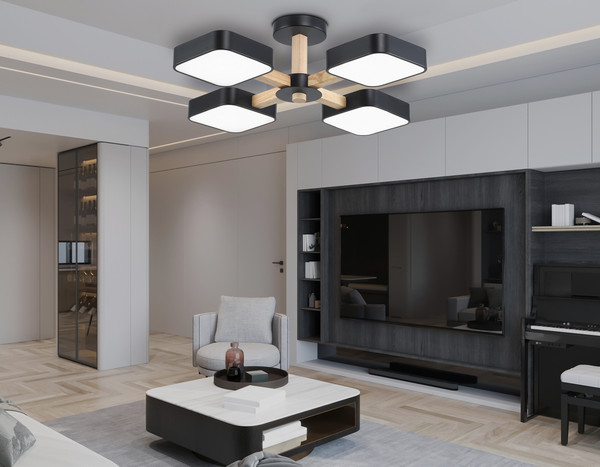 Изображение товара Люстра Ambrella FL4880/4 BK/WD (черный/дерево)