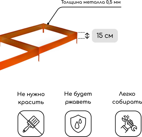 Изображение товара Грядка модульная GREENGO Оцинкованная 295x100x15см (оранжевый)