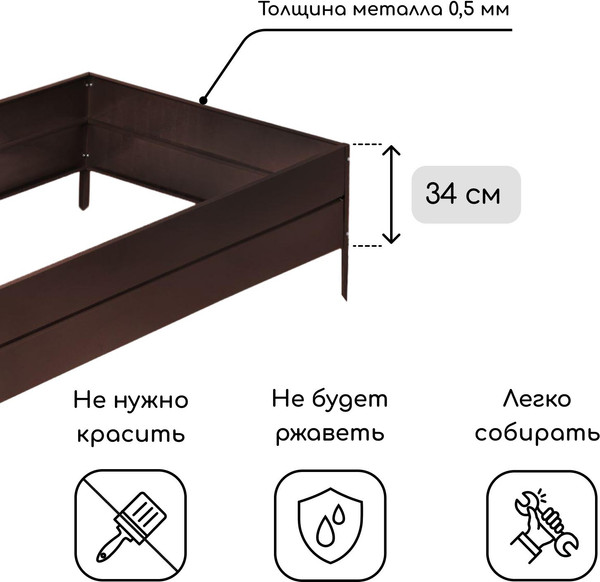 Изображение товара Грядка модульная GREENGO Оцинкованная 195x100x34см (коричневый)