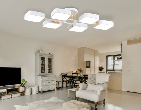 Изображение товара Люстра Ambrella FL4886/6 WH/WD (белый/дерево)