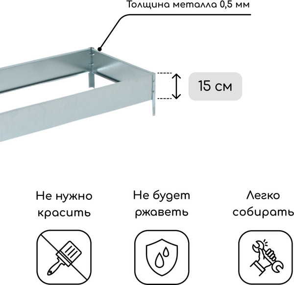 Изображение товара Грядка модульная GREENGO Оцинкованная 195x50x15см