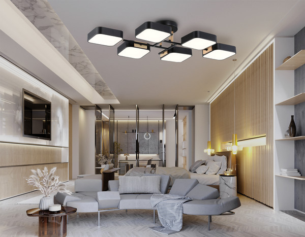 Изображение товара Люстра Ambrella FL4887/6 BK/WD (черный/дерево)