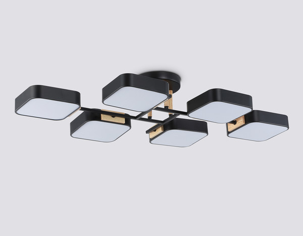 Изображение товара Люстра Ambrella FL4887/6 BK/WD (черный/дерево)